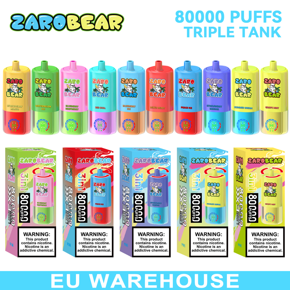 EU Warehouse 3-5 Days Delivery Zarobear 80000 Puffs 3in1 Vape Wholesale E Cigarette