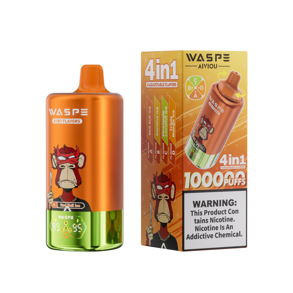 Waspe 100K 60K Puffs Disposable E cigarette 4in1 Vape EU Warehouse Shippig 3-5 Days Arrive