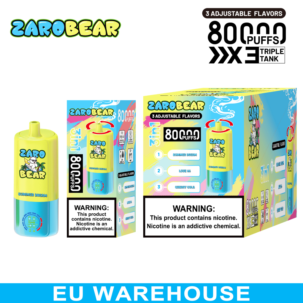 EU Warehouse 3-5 Days Delivery Zarobear 80000 Puffs 3in1 Vape Wholesale E Cigarette
