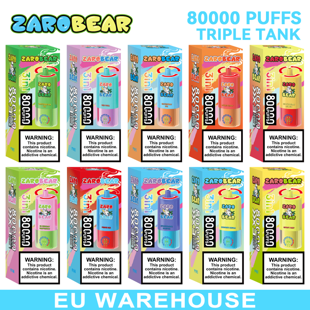 EU Warehouse 3-5 Days Delivery Zarobear 80000 Puffs 3in1 Vape Wholesale E Cigarette