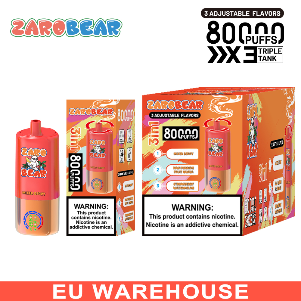 EU Warehouse 3-5 Days Delivery Zarobear 80000 Puffs 3in1 Vape Wholesale E Cigarette