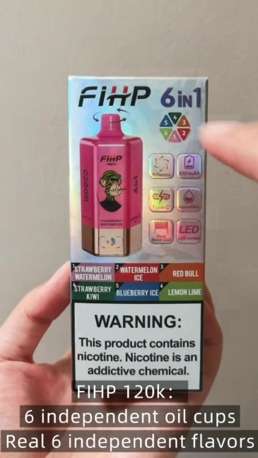 FIHP 120000 120K Puffs 6 in 1 Multiple Flavors Adjustable Authentic Disposable Vape Low Nicotine Bulk Buy Wholesale Vape