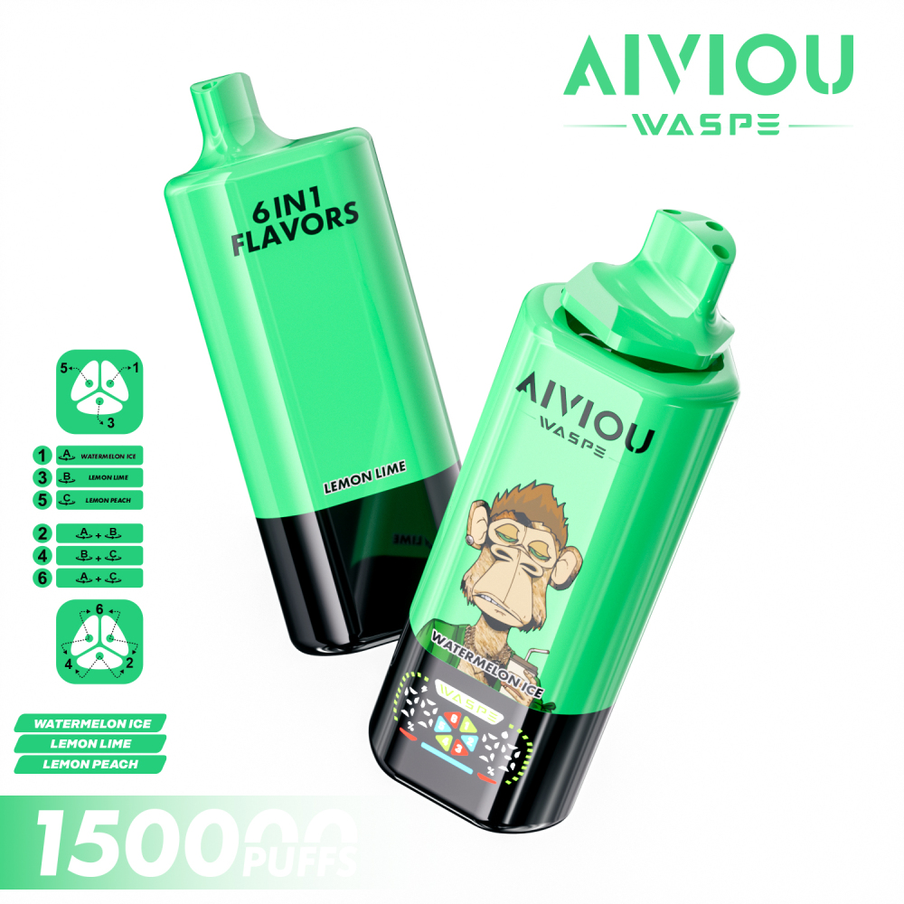 WASPE AIVIOU 150000 Puffs 6in1 Vape Puff 150k Bulk Buy Original Rechargeable Disposable Vapes Wholesale