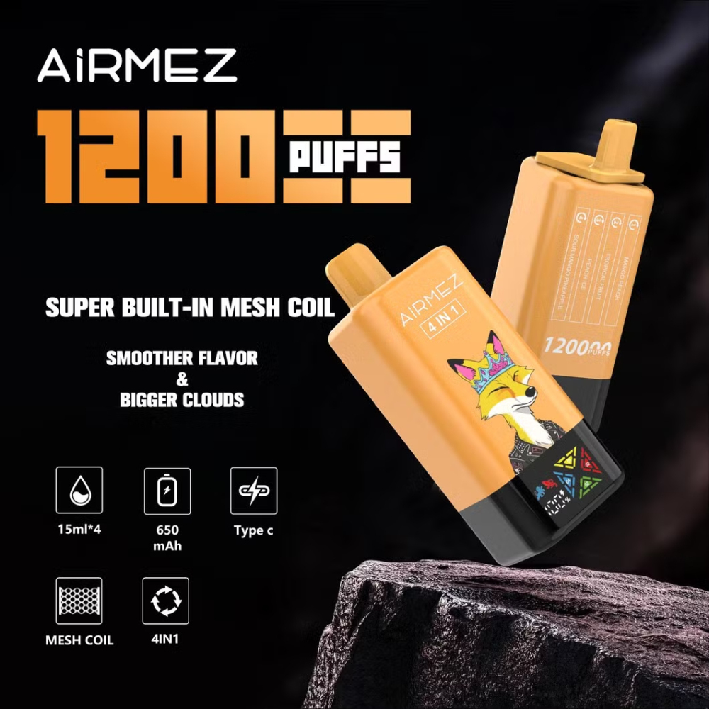 AIRMEZ FOX 120000 Puffs 4 in 1 Flavor Bulk Buy Original Rechargeable Disposable Vapes Wholesale E Cigarette