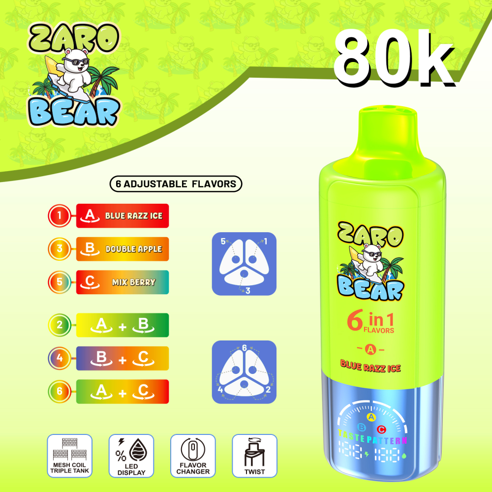 EU Warehouse 3-5 Days Delivery Zarobear 80000 Puffs 6in1 Vape Wholesale E Cigarette