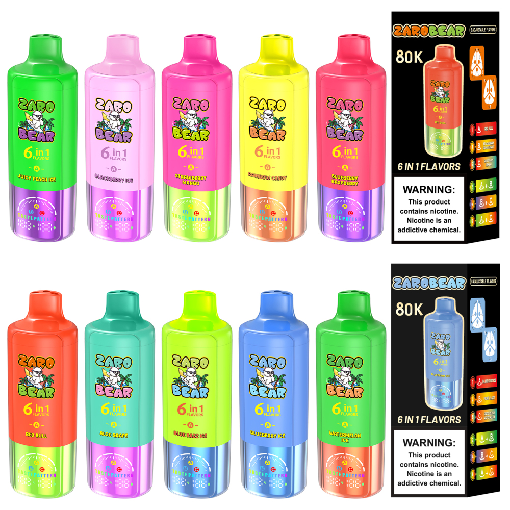 EU Warehouse 3-5 Days Delivery Zarobear 80000 Puffs 6in1 Vape Wholesale E Cigarette