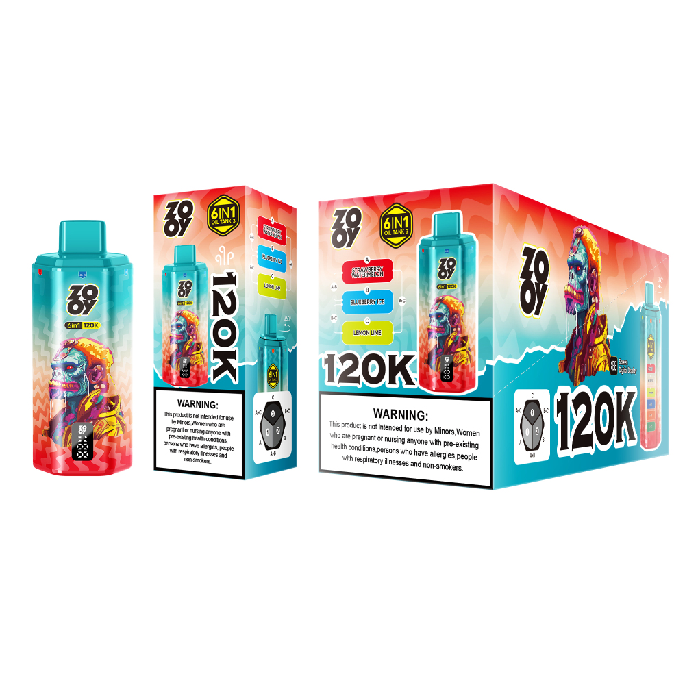 ZOOY 120000 120K Puffs 6 in 1 Flavors Best Disposable Vape Shop Smart Screen 3-7 Days Delivery Tims
