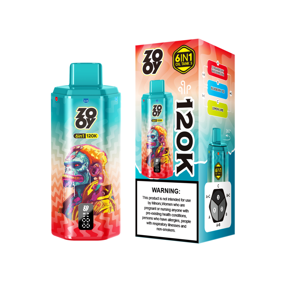 ZOOY 120000 120K Puffs 6 in 1 Flavors Best Disposable Vape Shop Smart Screen 3-7 Days Delivery Tims