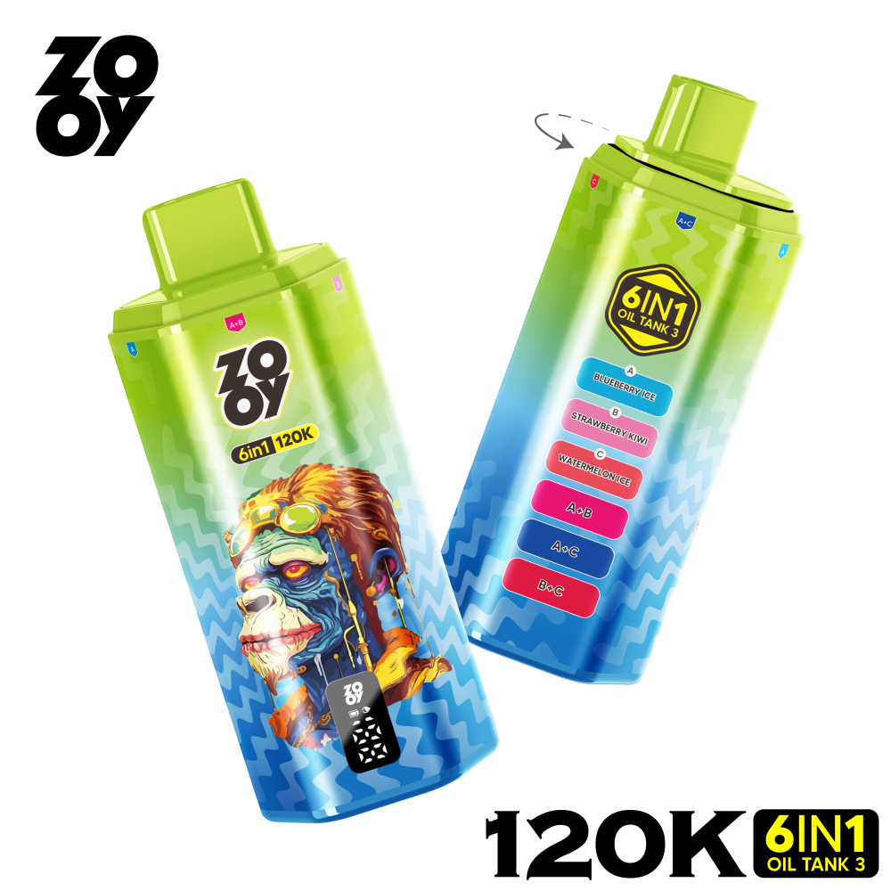 ZOOY 120000 120K Puffs 6 in 1 Flavors Best Disposable Vape Shop Smart Screen 3-7 Days Delivery Tims