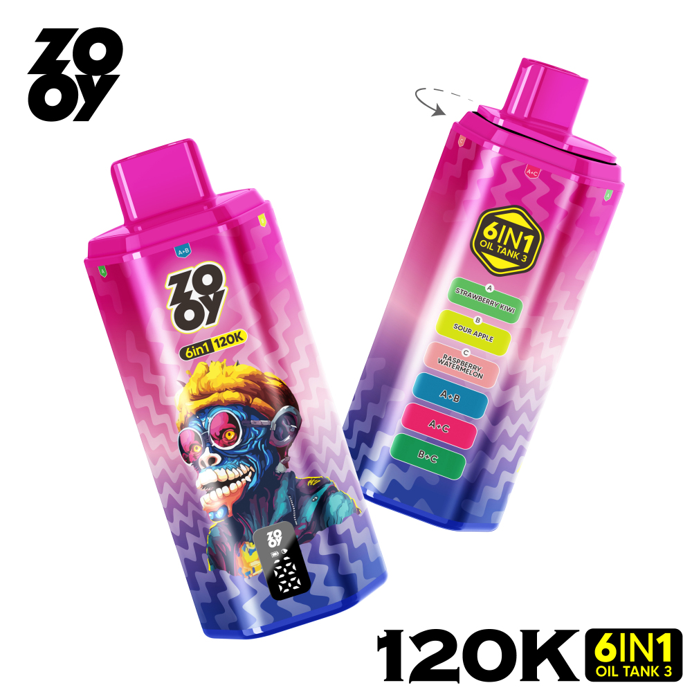 ZOOY 120000 120K Puffs 6 in 1 Flavors Best Disposable Vape Shop Smart Screen 3-7 Days Delivery Tims