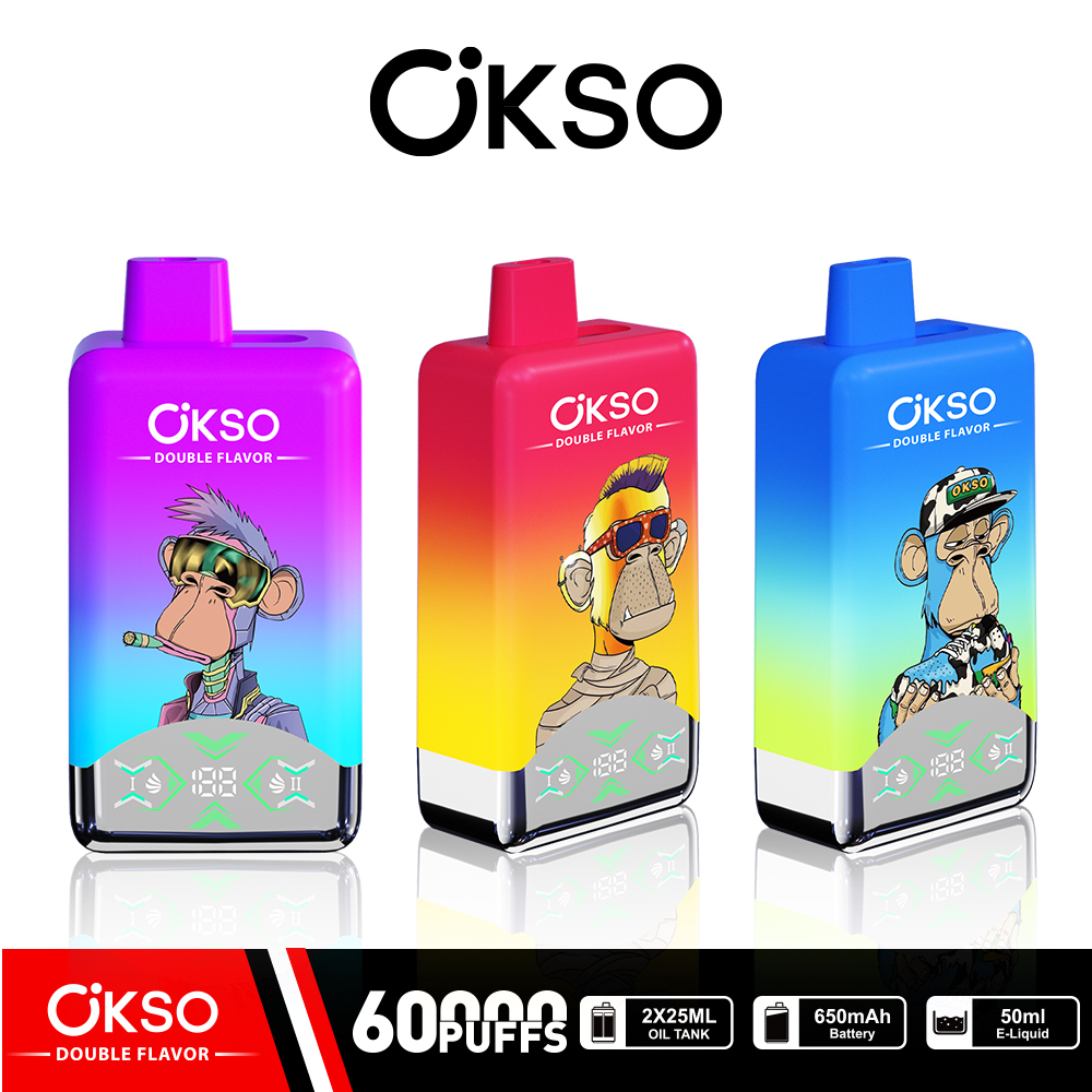EU Warehouse OKSO 60000 Puffs 60K Dual Flavors  2in1 Best Disposable Vape LED Screen Wholesale E Cigarette