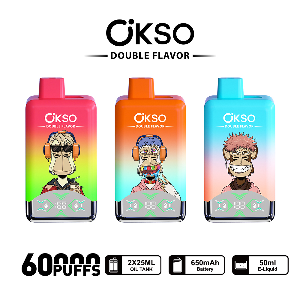 EU Warehouse OKSO 60000 Puffs 60K Dual Flavors  2in1 Best Disposable Vape LED Screen Wholesale E Cigarette