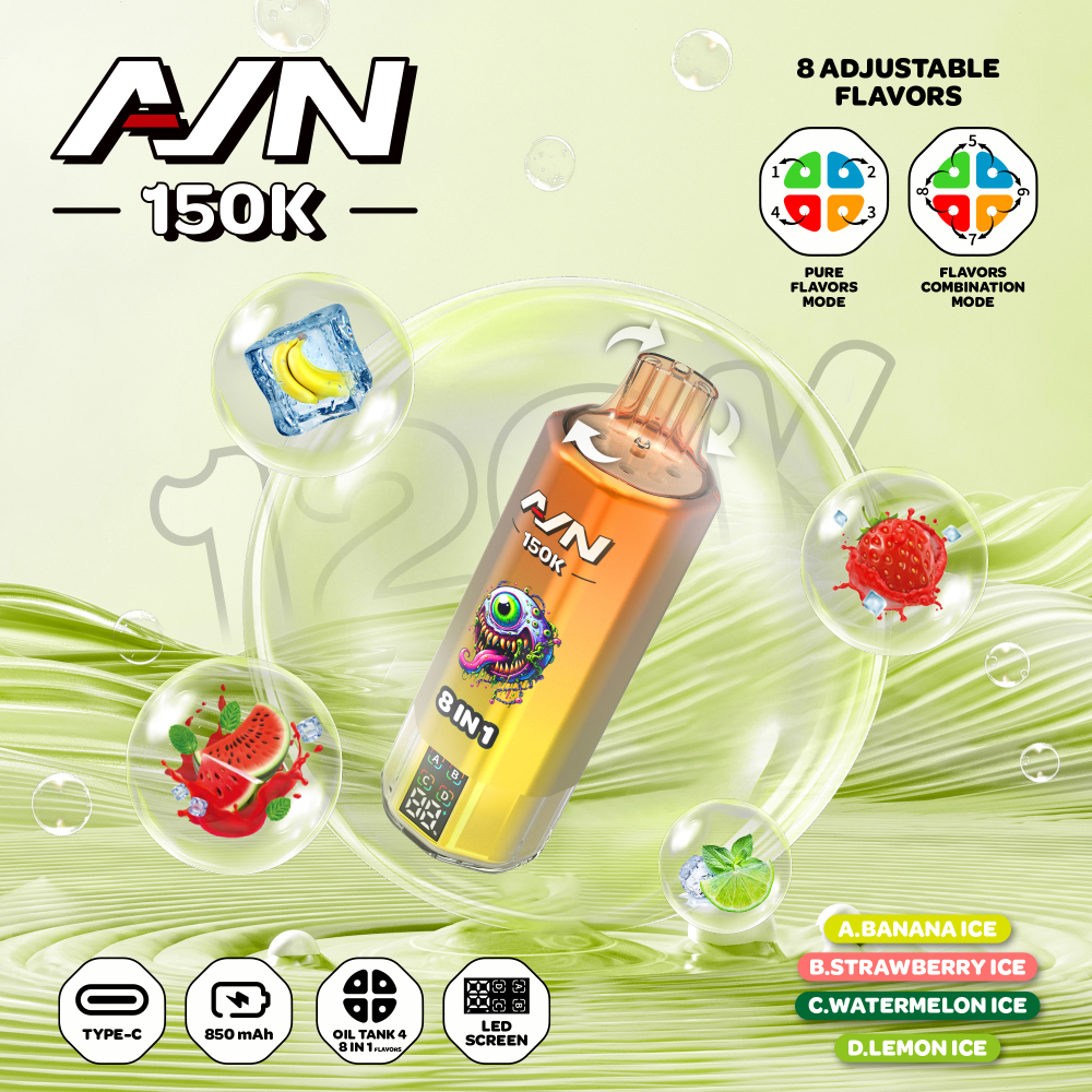 AIVONO AIM AVN 150K Puffs 8IN1 Vape LED Display Disposable Vape Bulk Buy Wholesale EU Warehouse Fast Shipping