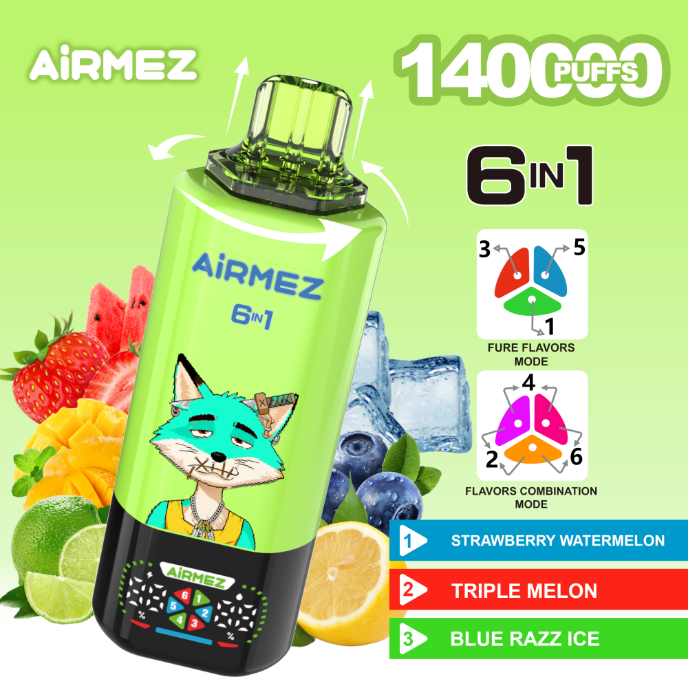 AirMEZ Fox 140K 6-in-1 Disposable Vape 140000 Puffs EU Warehouse Wholesale 2026 Best Disposable Vape