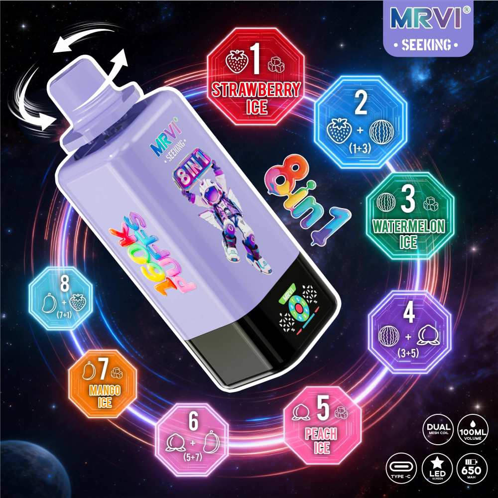 160k Puffs 8in1 Vape Mrvi Seeking 160000 Puffs Endless Combos Disposable Vape EU Warehouse Shipping