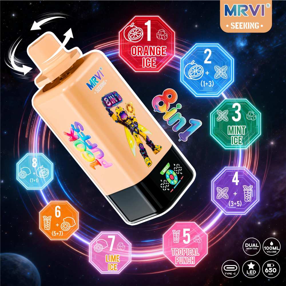 160k Puffs 8in1 Vape Mrvi Seeking 160000 Puffs Endless Combos Disposable Vape EU Warehouse Shipping