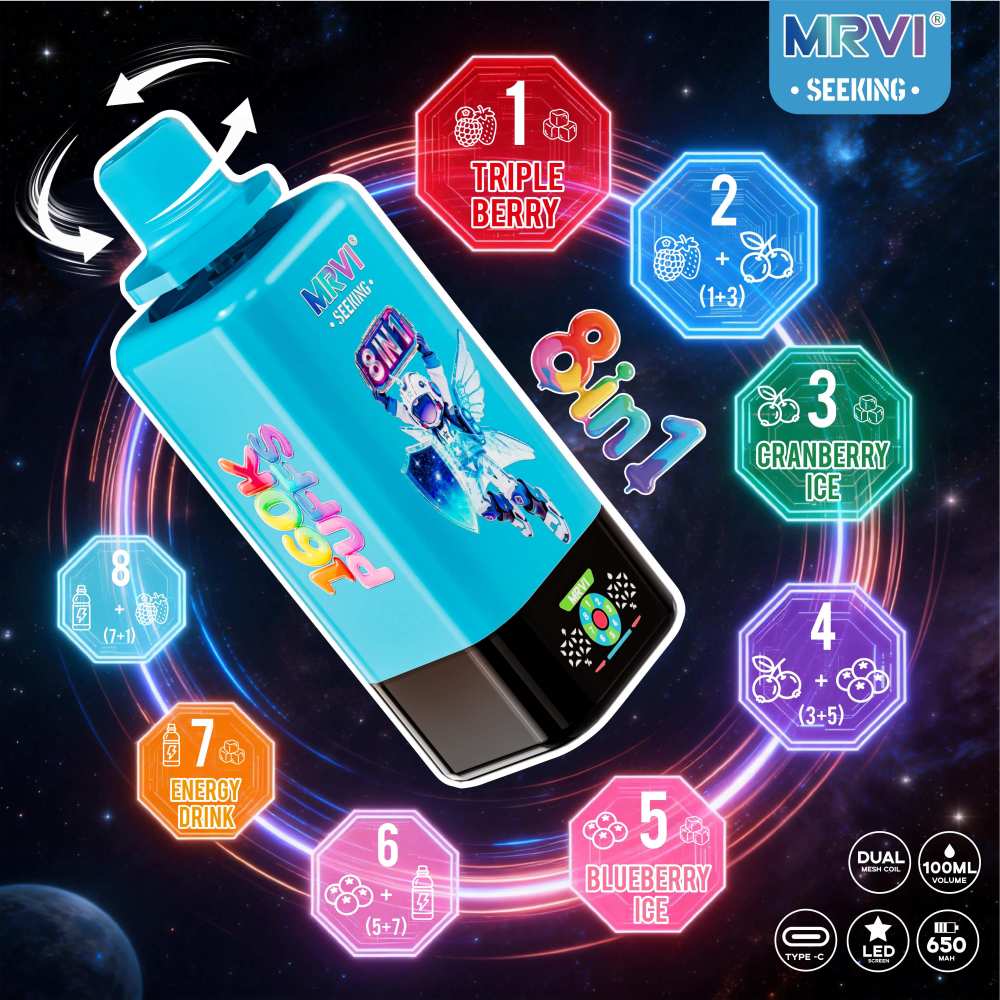 160k Puffs 8in1 Vape Mrvi Seeking 160000 Puffs Endless Combos Disposable Vape EU Warehouse Shipping