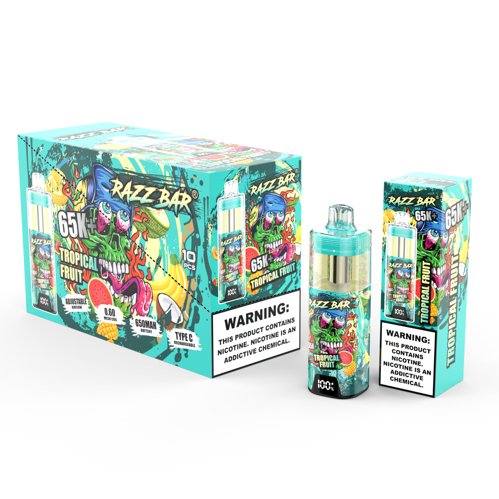 Razz Bar 65K+ Puffs Visible E-liquid Rechargeable Vape EU Warehouse Shipping