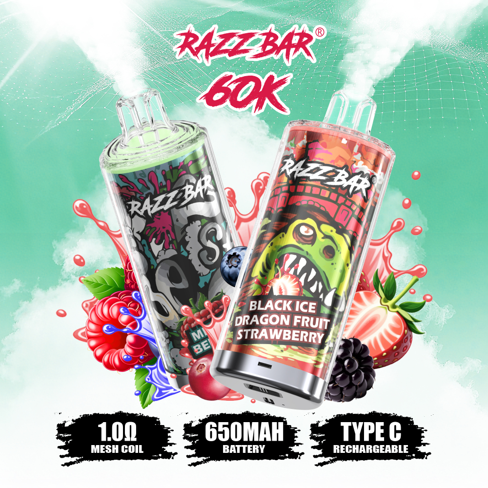Razz Bar 60K Crystal Disposable Vape 60000 Puffs 2% 5% High Capacity Vape EU Warehouse Shipping