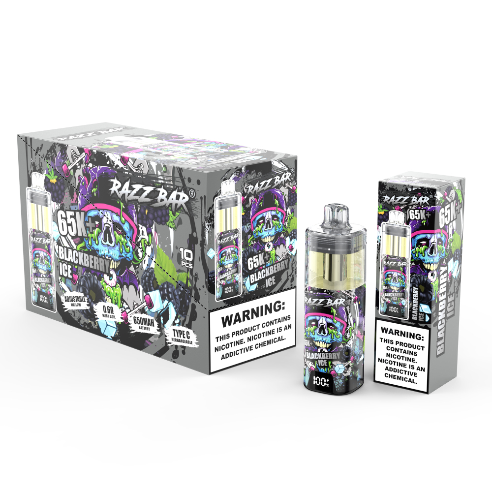 Razz Bar 65K+ Puffs Visible E-liquid Rechargeable Vape EU Warehouse Shipping