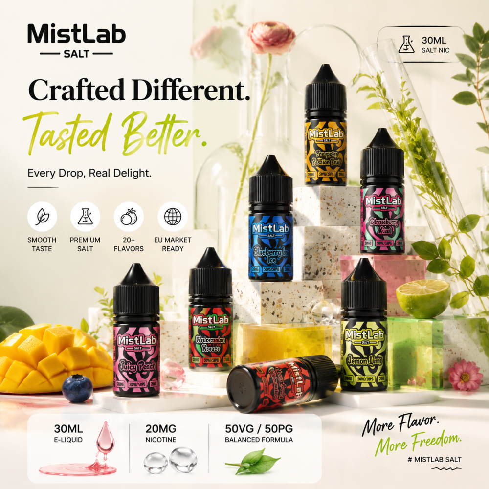 Mist Lab 30ml Nicotine Salt Vape Juice 20mg Smooth Flavor Long Lasting E-Liquid Wholesale & Retail Supply