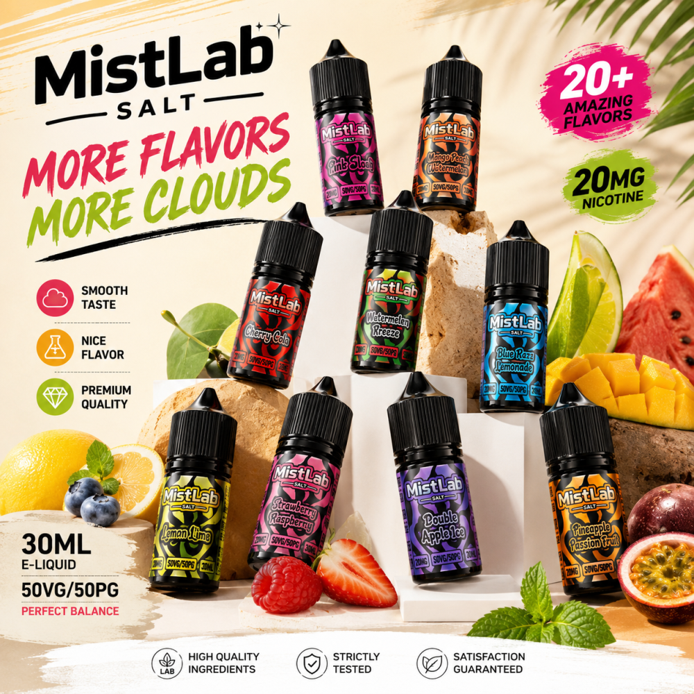 Mist Lab 30ml Nicotine Salt Vape Juice 20mg Smooth Flavor Long Lasting E-Liquid Wholesale & Retail Supply