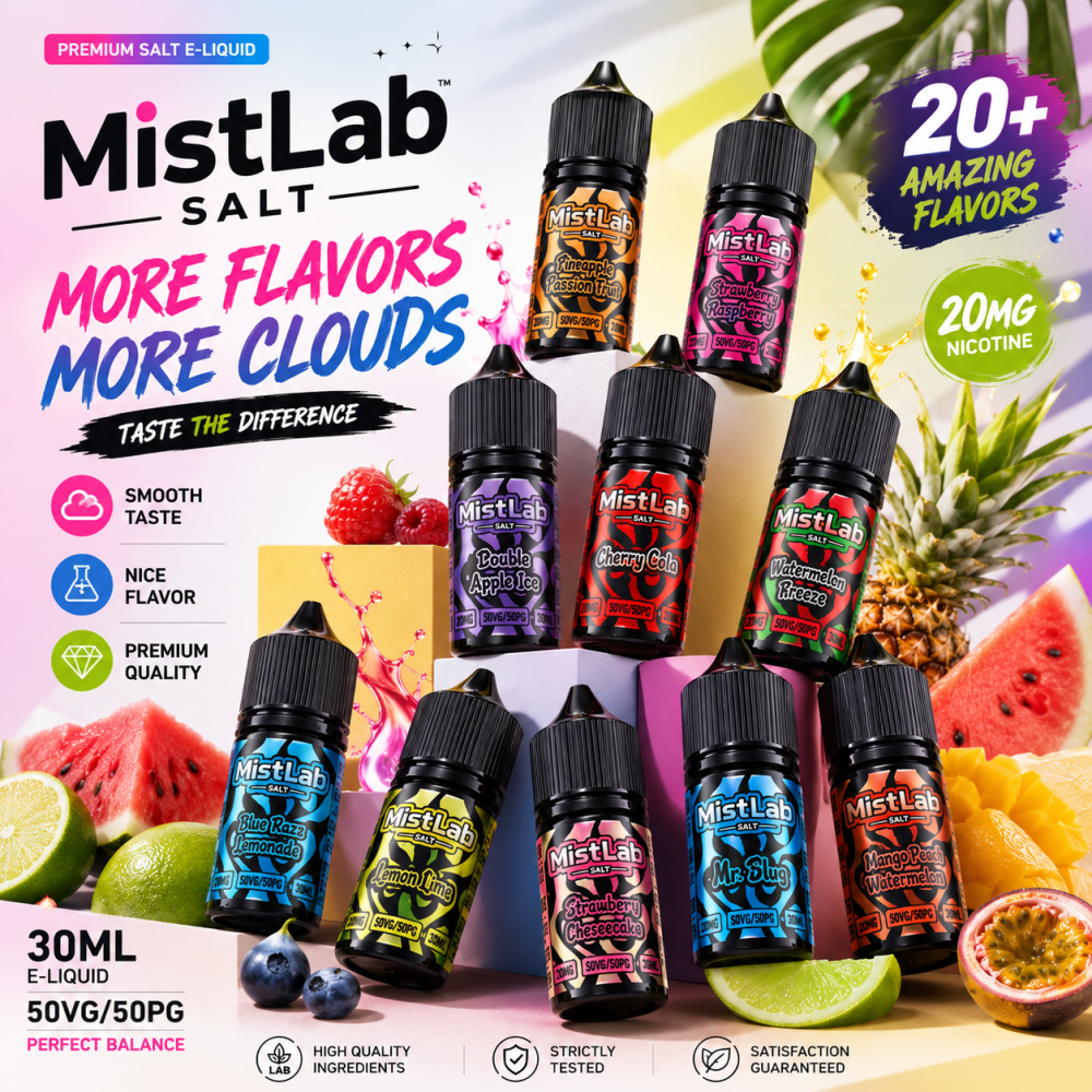 Mist Lab 30ml Nicotine Salt Vape Juice 20mg Smooth Flavor Long Lasting E-Liquid Wholesale & Retail Supply
