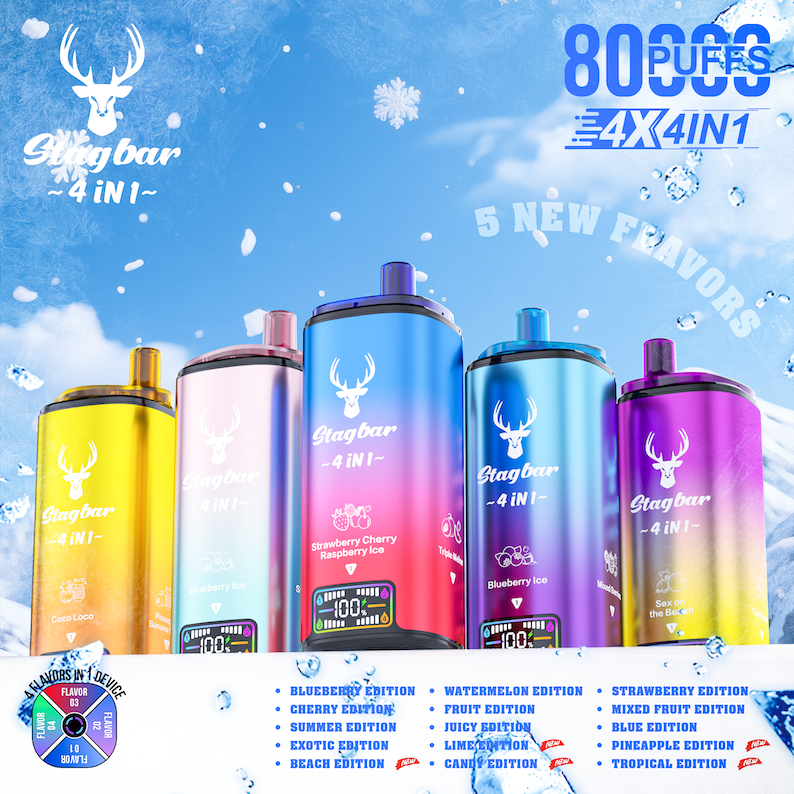 Stag Bar 4 In 1 80000 80K Puffs Four Flavors Disposable Vape 2% 5% Nicotine  | Vape Factory Direct Selling