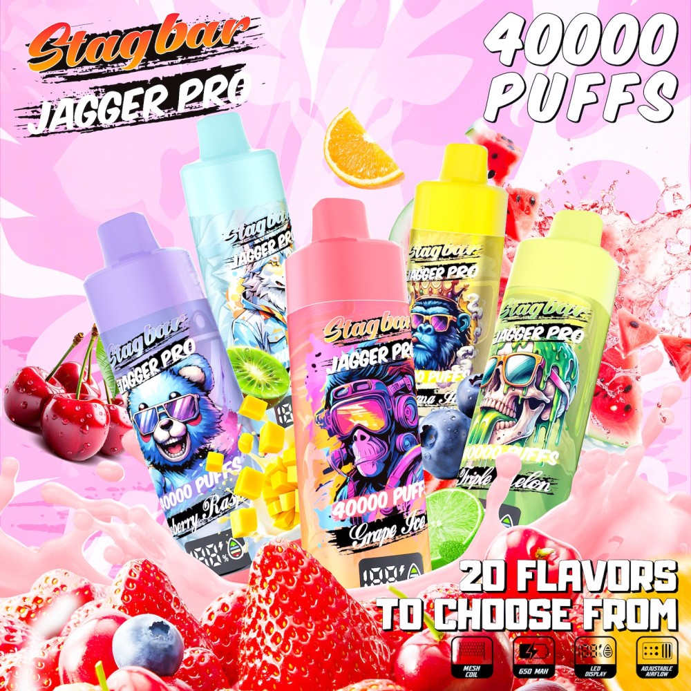 Stag Bar Jagger Pro 40K Puffs Airflow Adjustable High-Quality Bulk Solution For EU & US Retailers
