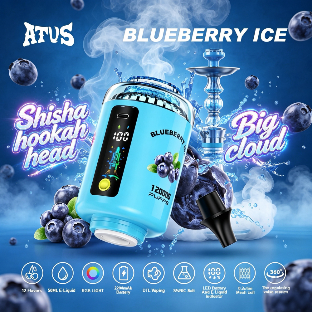 ATVS 120K Disposable Hookah Shisha Head DTL Style Big Smoke 50ml 0.5% (120000 Puffs)