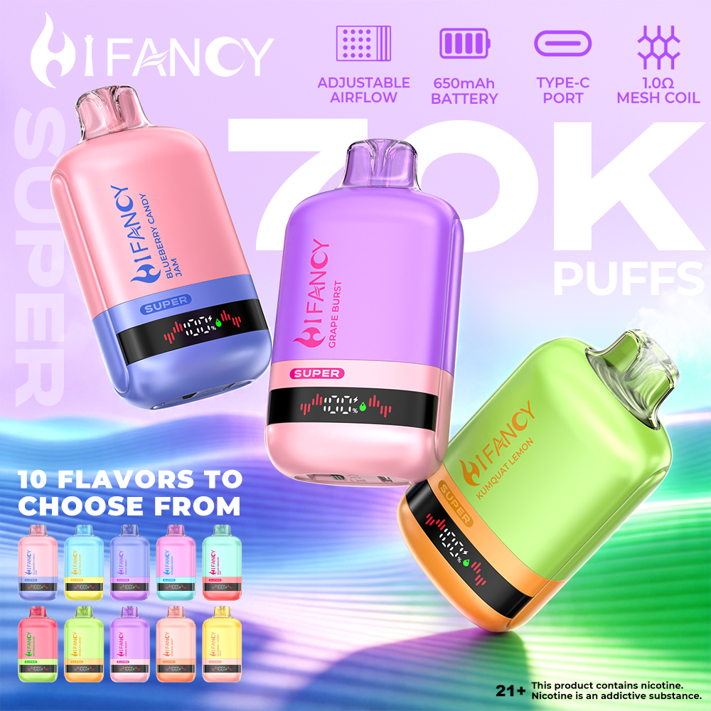 Hifancy 70000 Puffs 10 Flavors 70k Disposable Vape Airflow Adjustable EU Warehouse Shipping