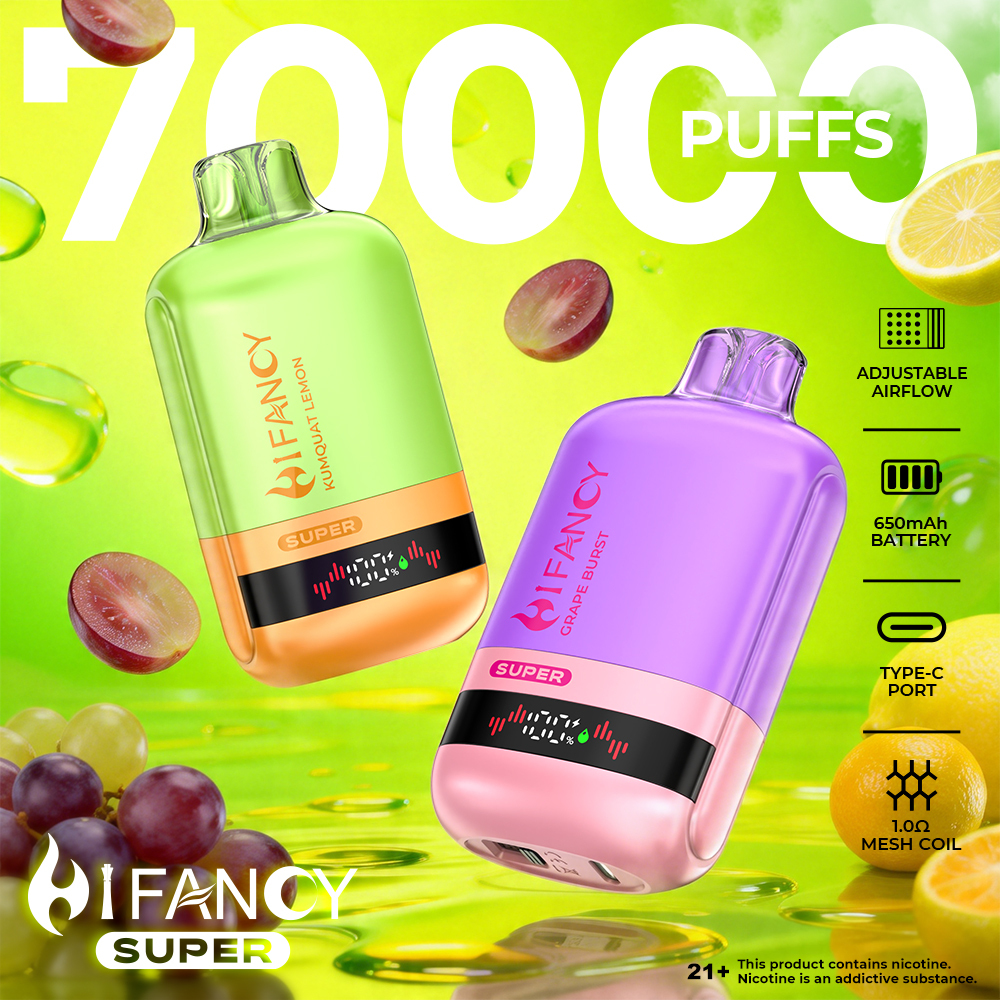 Hifancy 70000 Puffs 10 Flavors 70k Disposable Vape Airflow Adjustable EU Warehouse Shipping
