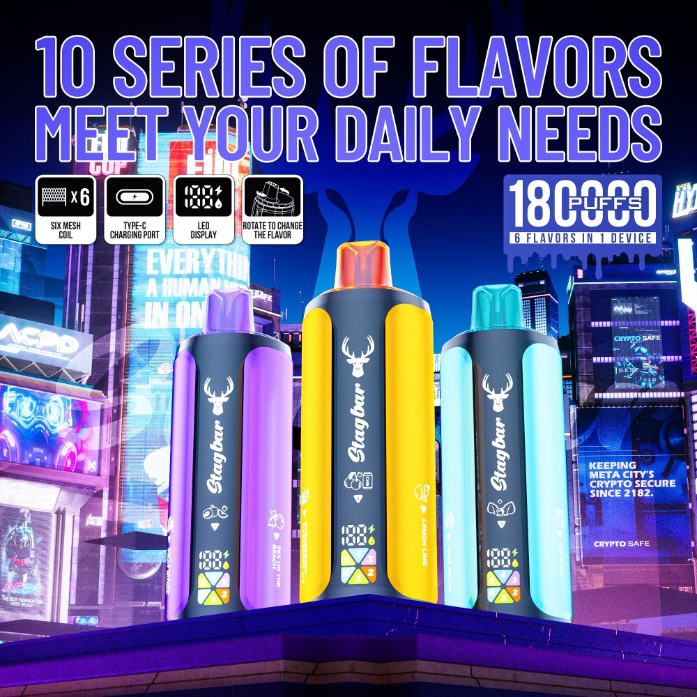Stag Bar 180K Puffs 6 In 1 Flavors Vape with LED Display Wholesale I Vape EU Warehouse Shipping
