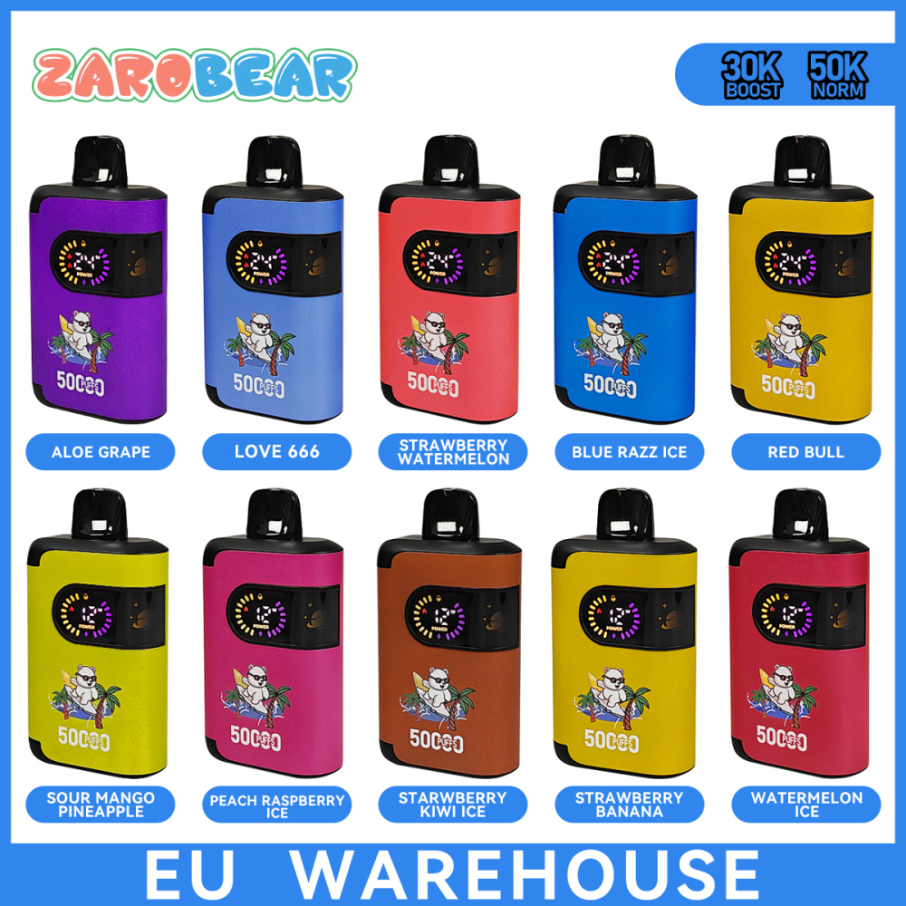 Germany Warehouse Fast Shipping Zarobear 50K Puffs Airflow/Wattage Adjustable Wholesale Disposable Vape