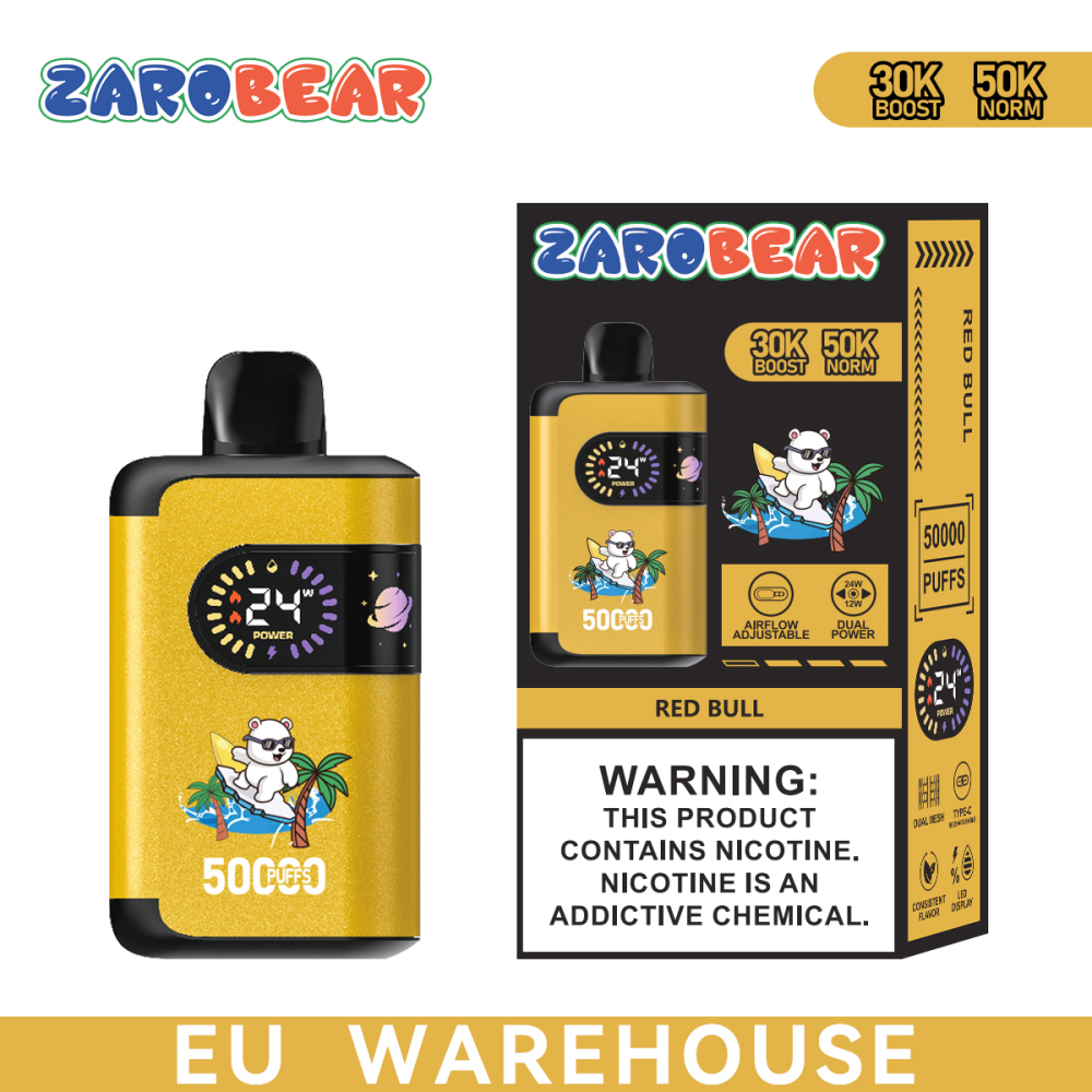 Germany Warehouse Fast Shipping Zarobear 50K Puffs Airflow/Wattage Adjustable Wholesale Disposable Vape