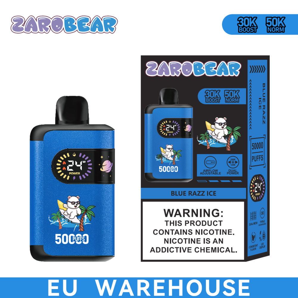 Germany Warehouse Fast Shipping Zarobear 50K Puffs Airflow/Wattage Adjustable Wholesale Disposable Vape