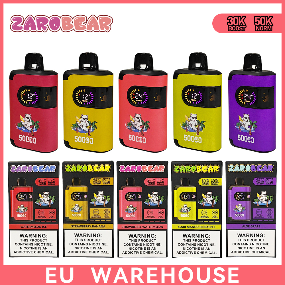 Germany Warehouse Fast Shipping Zarobear 50K Puffs Airflow/Wattage Adjustable Wholesale Disposable Vape