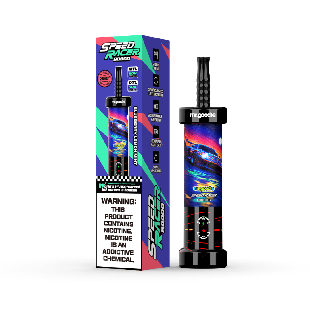 Mr.Goodie 80K Shisha E-Hookah – 80,000 Puffs, Curved LED Display, Airflow Adjustable, Premium Disposable Vape