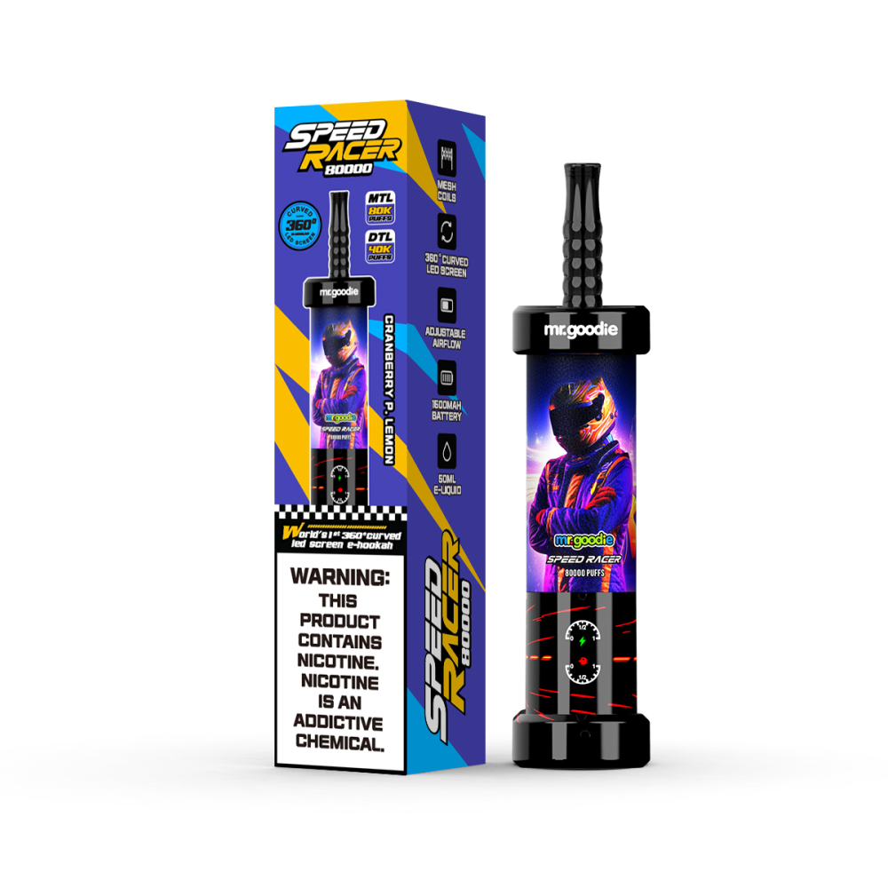 Mr.Goodie 80K Shisha E-Hookah – 80,000 Puffs, Curved LED Display, Airflow Adjustable, Premium Disposable Vape