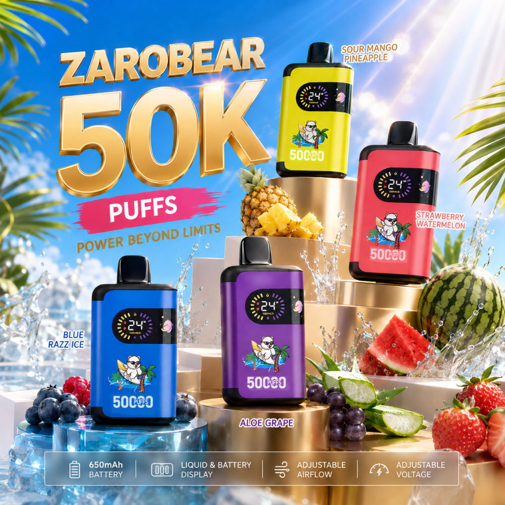 Germany Warehouse Fast Shipping Zarobear 50K Puffs Airflow/Wattage Adjustable Wholesale Disposable Vape
