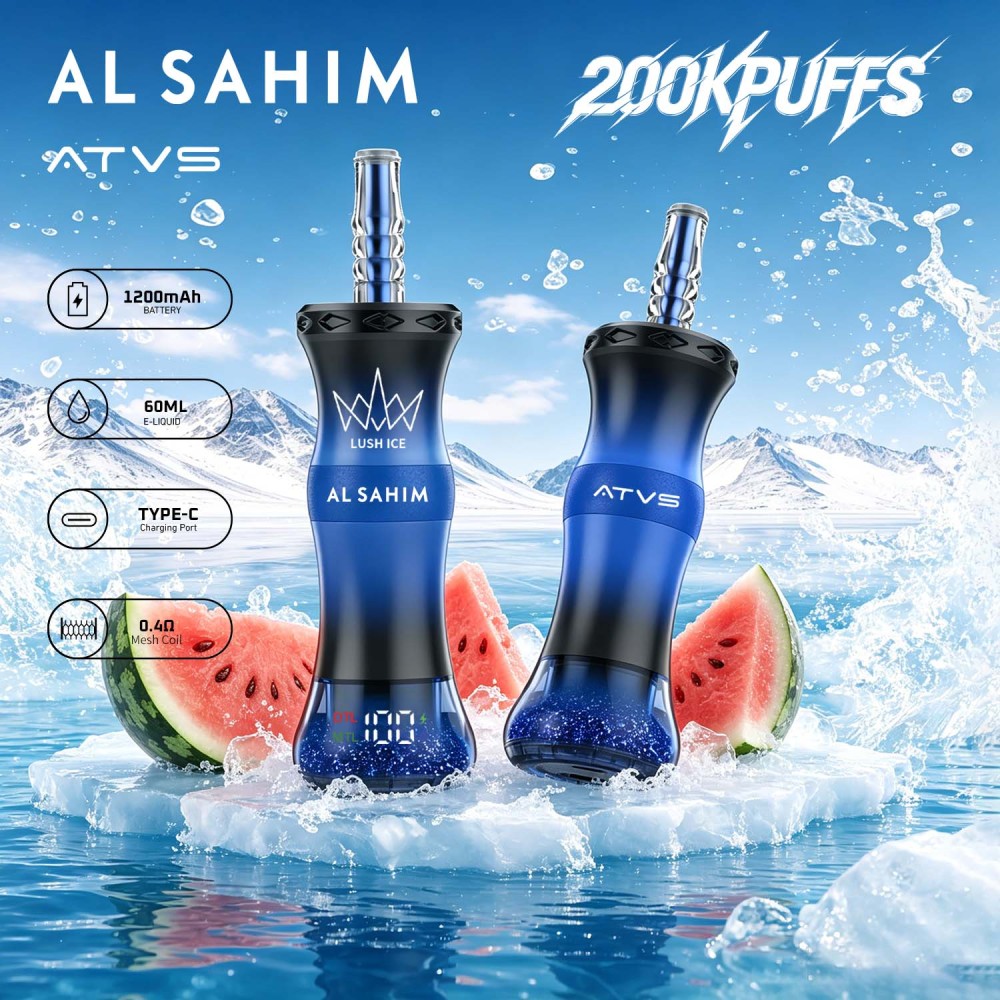 ATVS AL SAHIM 200,000 Puffs Vape – High Capacity Adjustable Airflow Smart Screen Vape Wholesale & Retail