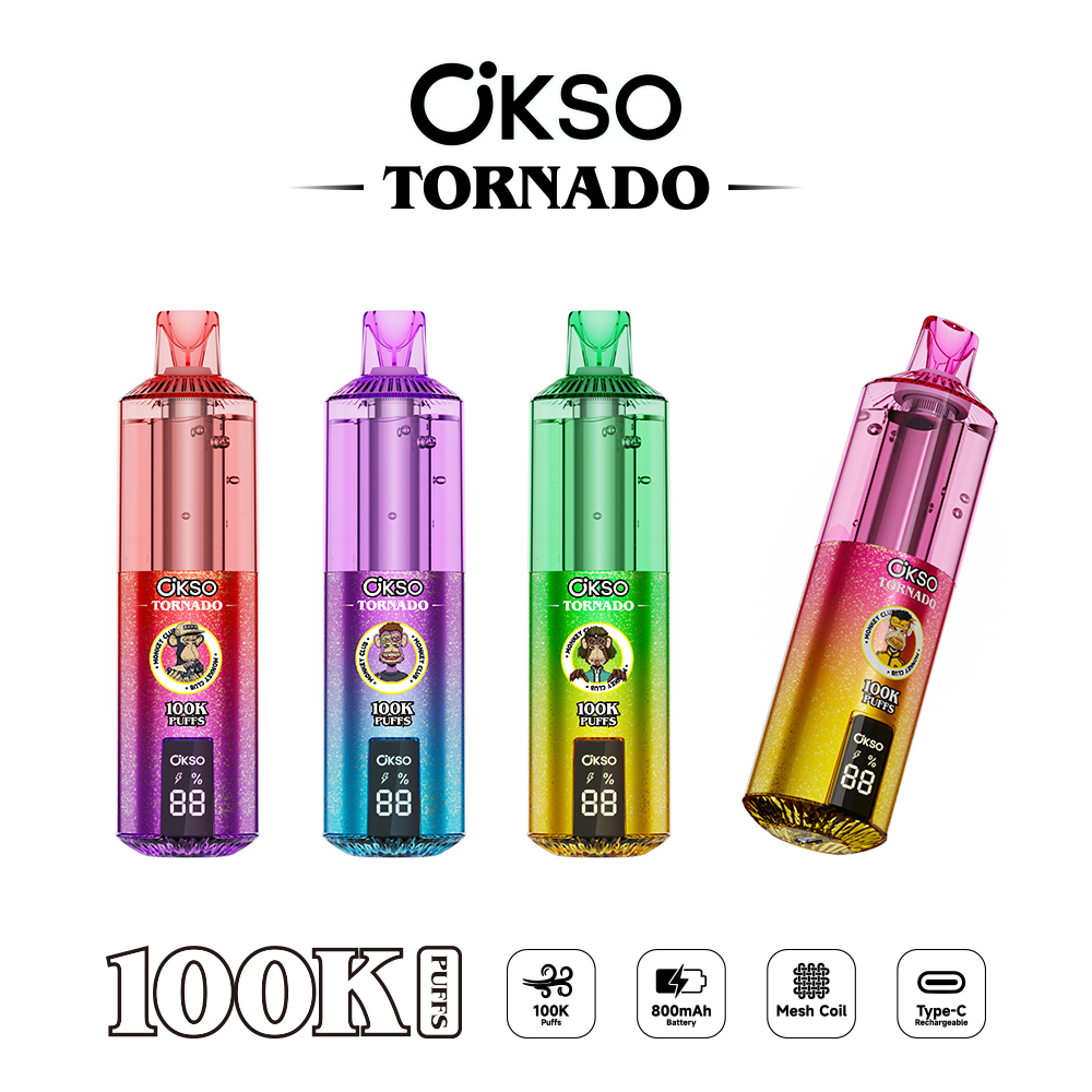 OKSO Tornado 100K Puffs Visual Oil Vape – RGB LED Display Disposable High Puff Vape