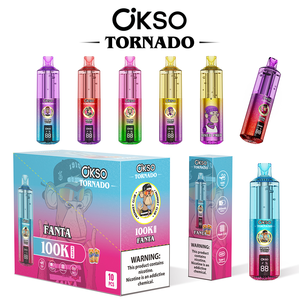 OKSO Tornado 100K Puffs Visual Oil Vape – RGB LED Display Disposable High Puff Vape
