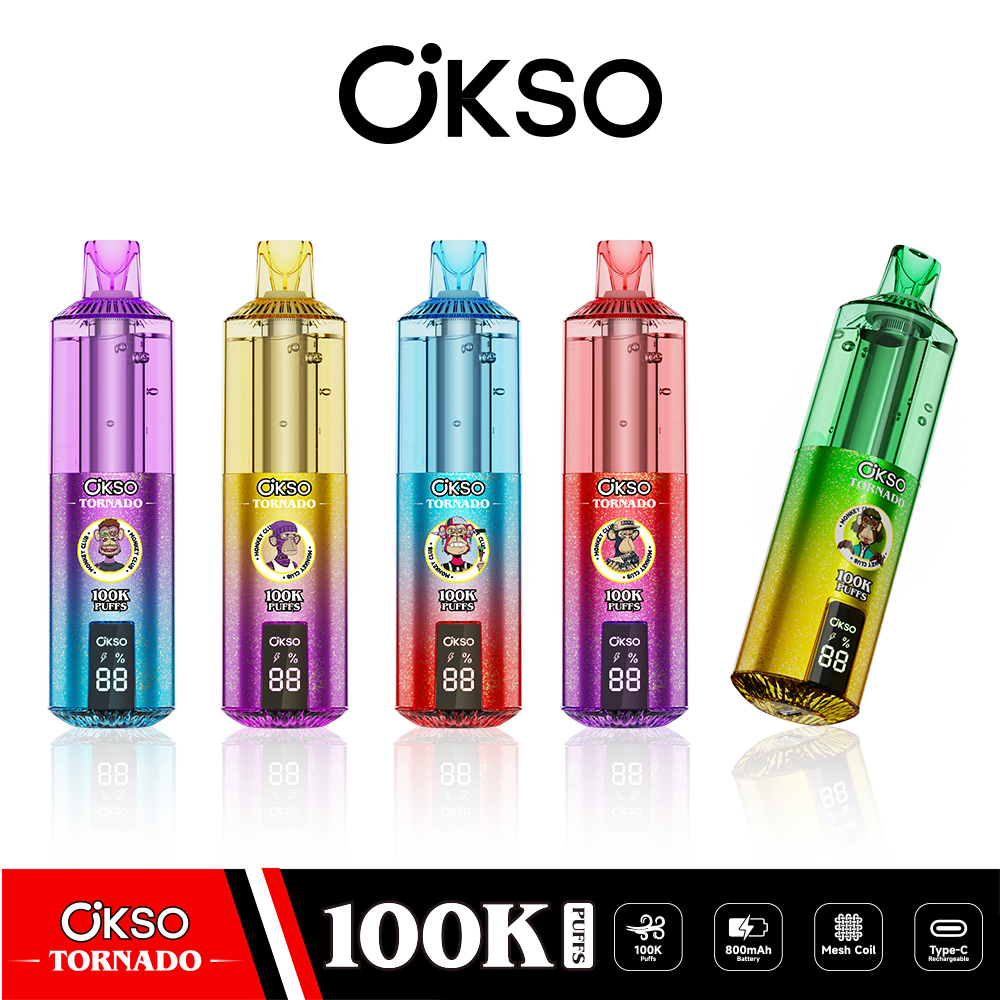 OKSO Tornado 100K Puffs Visual Oil Vape – RGB LED Display Disposable High Puff Vape