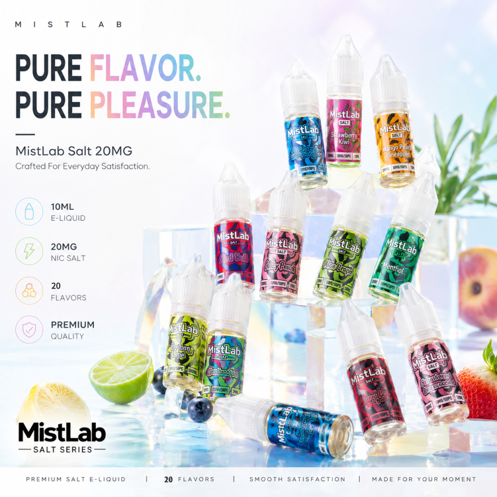 MistLab Premium 10ml Nic Salt Vape Juice 20mg – Smooth Rich Flavor, Fast Shipping, Premium Quality & Satisfying Nicotine Experience