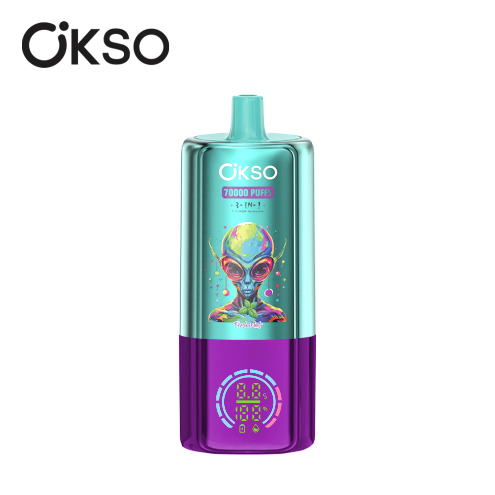 OKSO 70K Puffs 3-in-1 Disposable Vape – Triple Flavor Switch Vape Pen Smart LED Screen Rechargeable Big Puff EU Warehouse Vape