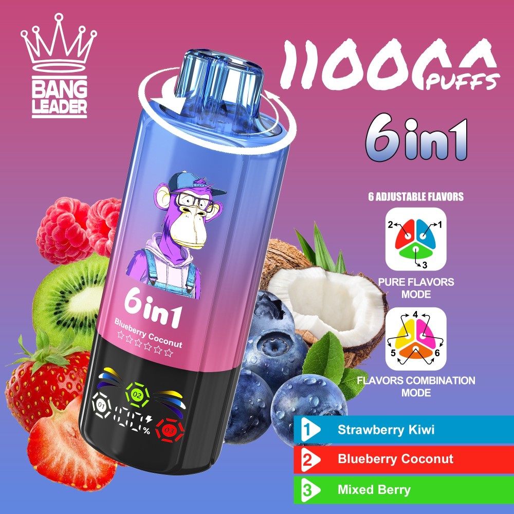 Bang Leader 110K Puffs Disposable Vape Wholesale | 6-in-1 Flavor Vape with 3 Oil Tanks & Adjustable Nicotine Options