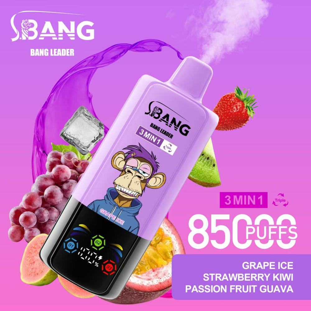Bang Leader 85000 Puffs Vape 3-in-1 Triple Flavor Disposable Vape – Rechargeable 85K Vape with 850mAh Battery, Dual Mesh Coil & Smart LED Display