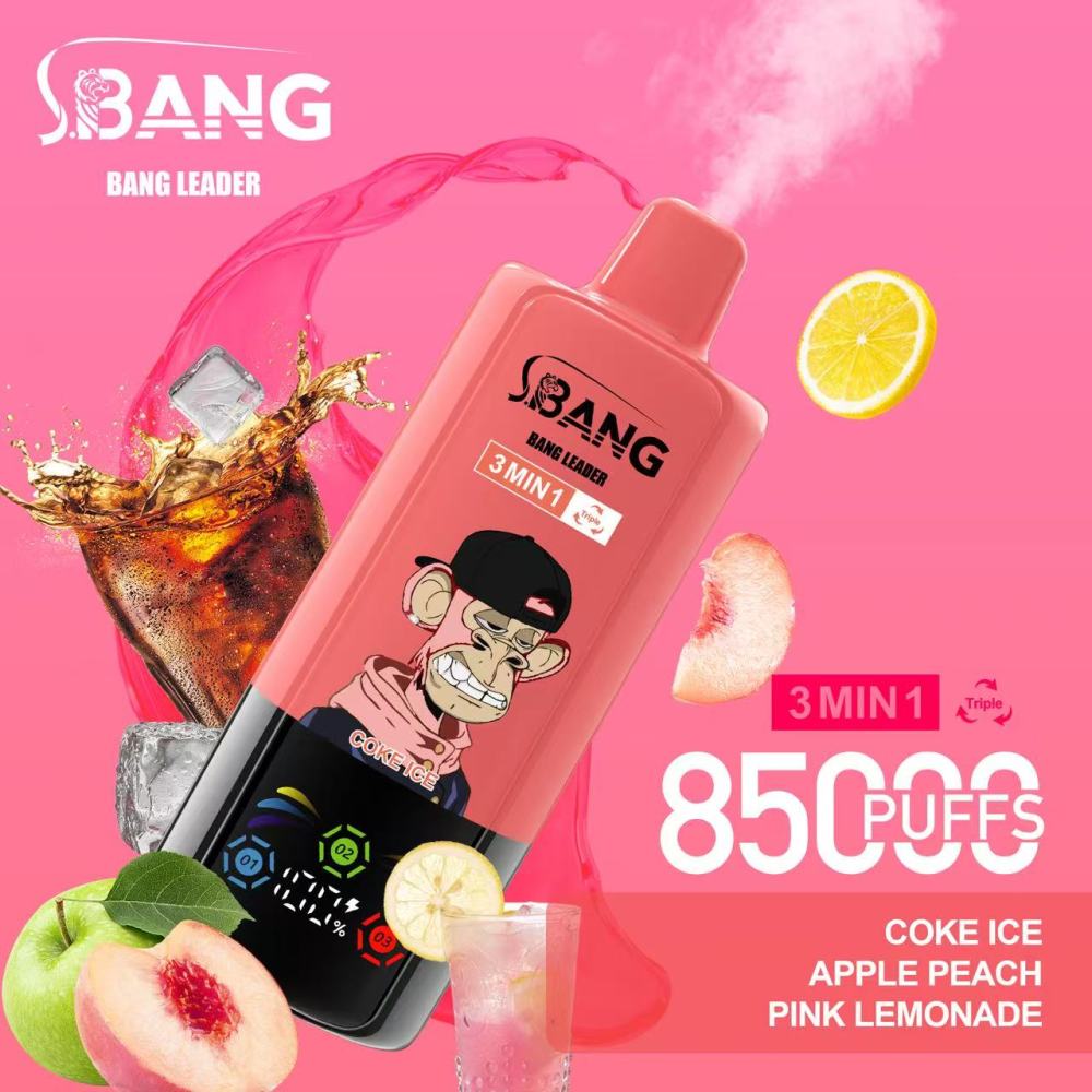 Bang Leader 85000 Puffs Vape 3-in-1 Triple Flavor Disposable Vape – Rechargeable 85K Vape with 850mAh Battery, Dual Mesh Coil & Smart LED Display