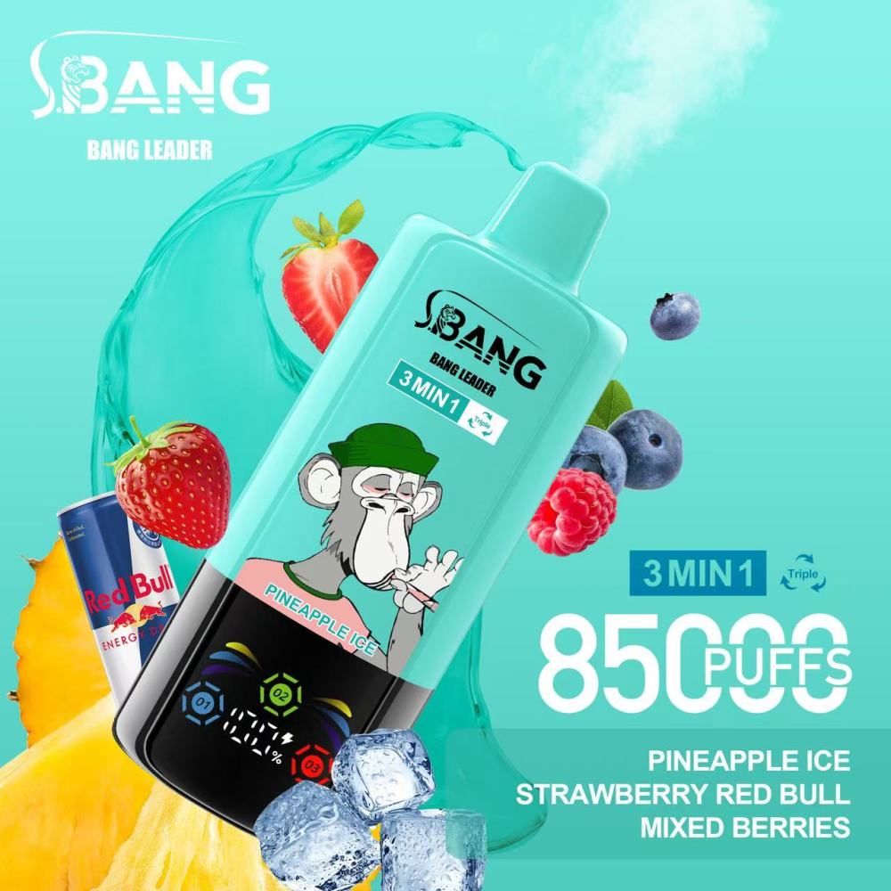 Bang Leader 85000 Puffs Vape 3-in-1 Triple Flavor Disposable Vape – Rechargeable 85K Vape with 850mAh Battery, Dual Mesh Coil & Smart LED Display